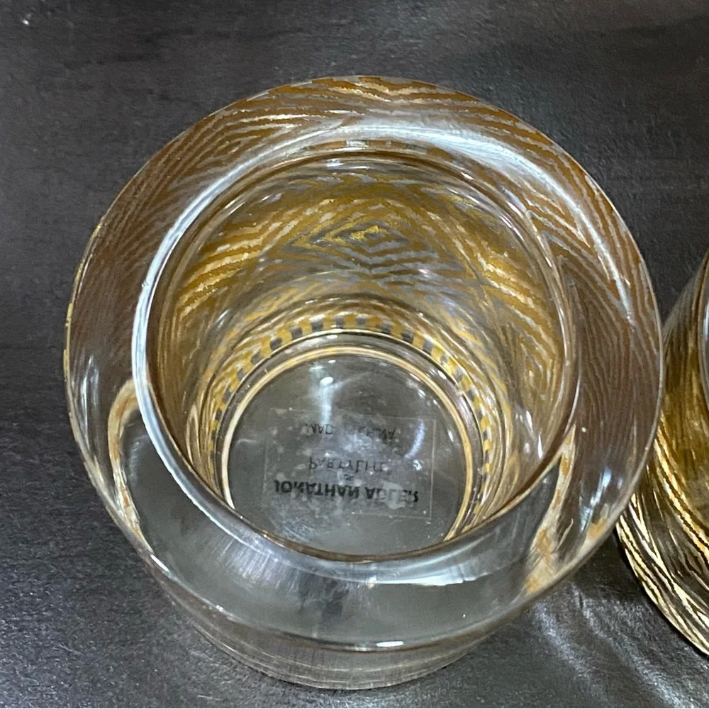 Pair of Jonathan Adler For PartyLite Gold Safari Chic Ikat Votive Candle Holder